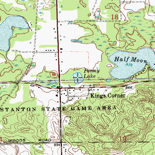 Topographic Map of Penny Lake, MI