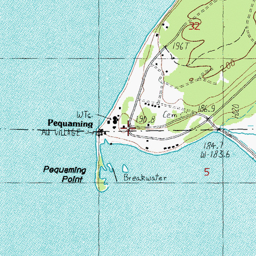 Topographic Map of Pequaming, MI