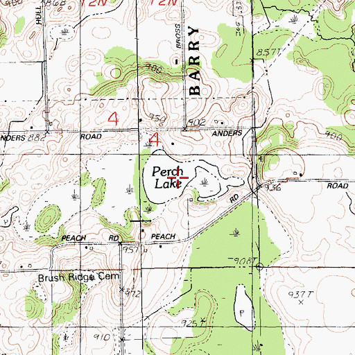 Topographic Map of Perch Lake, MI