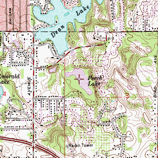 Topographic Map of Perch Lake, MI