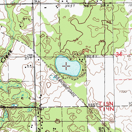 Topographic Map of Perch Lake, MI