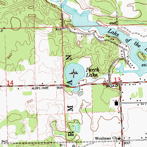 Topographic Map of Perch Lake, MI