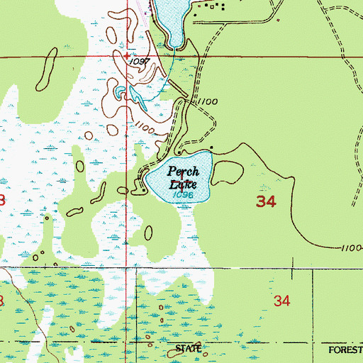 Topographic Map of Perch Lake, MI