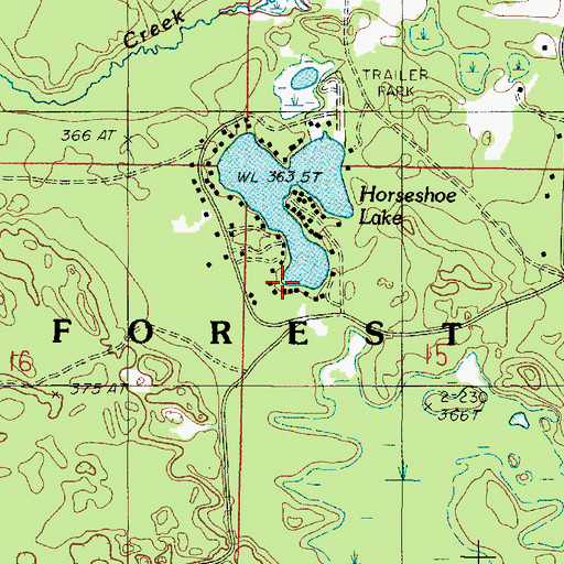 Topographic Map of Horseshoe Lake, MI