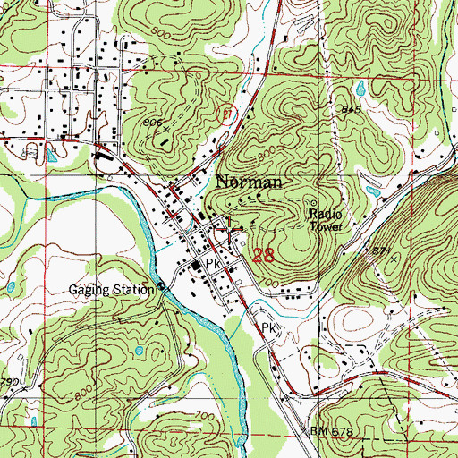 Topographic Map of Caddo Valley Academy (historical), AR