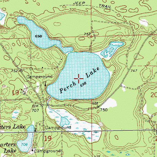 Topographic Map of Perch Lake, MI