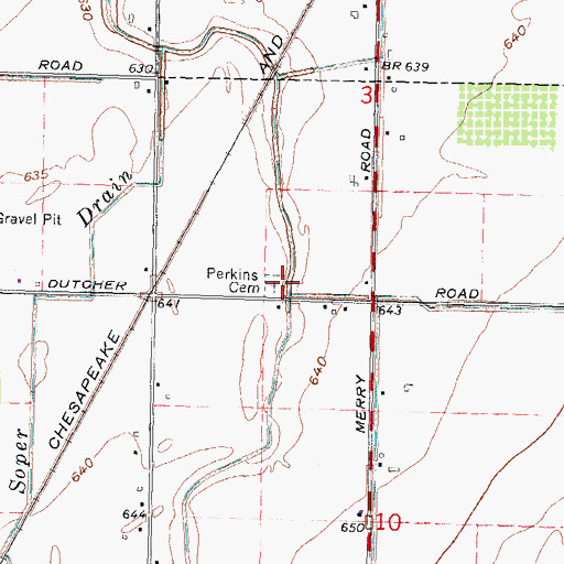Topographic Map of Perkins Cemetery, MI