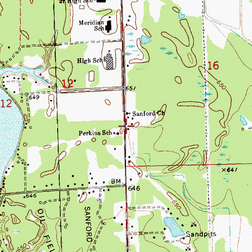 Topographic Map of Perkins School, MI