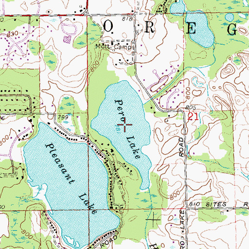Topographic Map of Pero Lake, MI