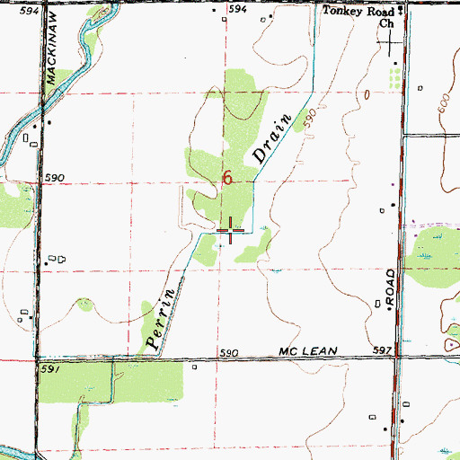 Topographic Map of Perrin Drain, MI