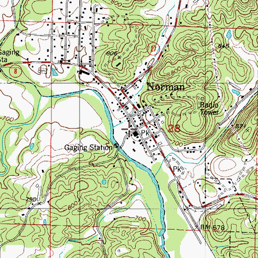 Topographic Map of Cedar Bluff School (historical), AR