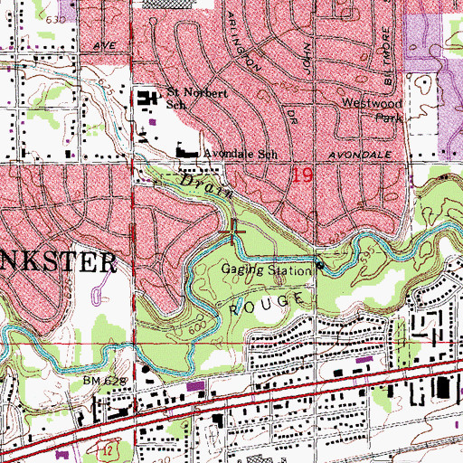 Topographic Map of Perrin Drain, MI