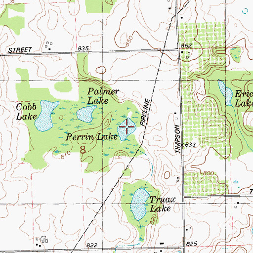 Topographic Map of Perrin Lake, MI