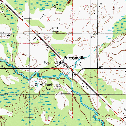 Topographic Map of Perronville, MI
