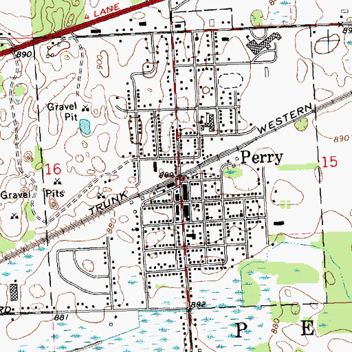 Topographic Map of Perry, MI