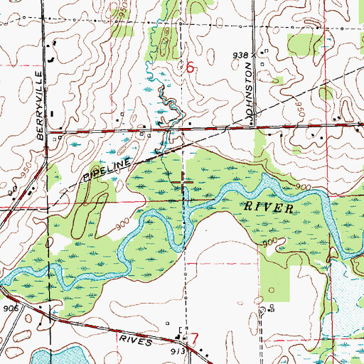 Topographic Map of Perry Creek, MI