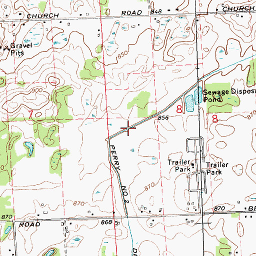 Topographic Map of Perry Number Two Drain, MI