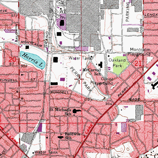Topographic Map of Perry Park, MI