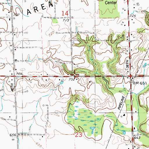 Topographic Map of Pershing School, MI
