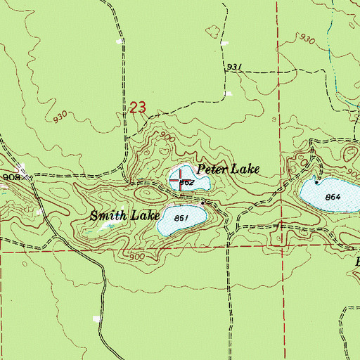 Topographic Map of Peter Lake, MI
