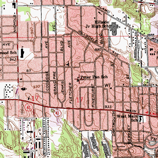Topographic Map of Peter Pan School, MI