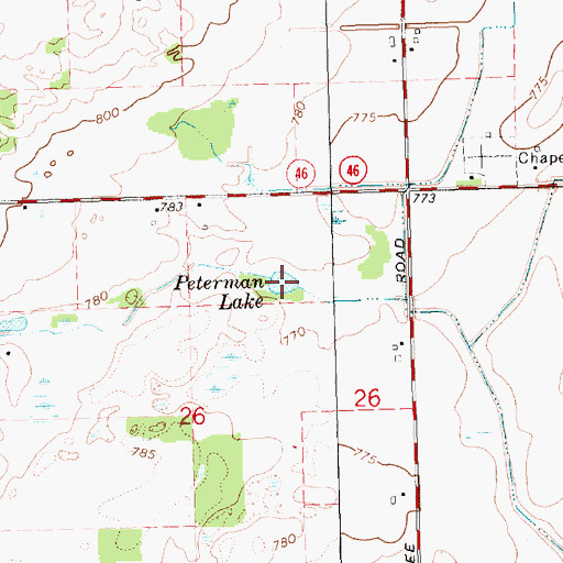 Topographic Map of Peterman Lake, MI