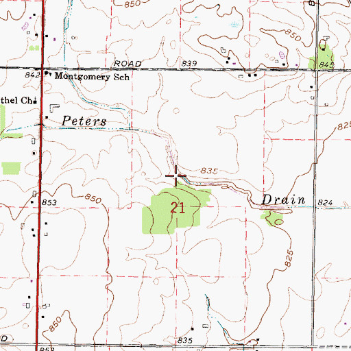 Topographic Map of Peters Drain, MI