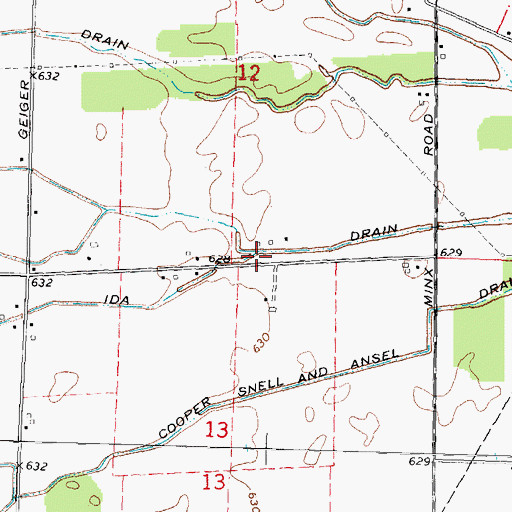 Topographic Map of Peters Drain, MI
