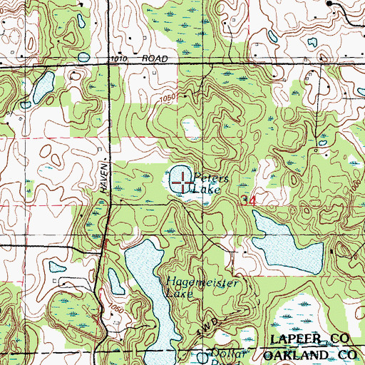 Topographic Map of Peters Lake, MI