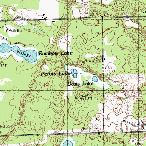 Topographic Map of Peters Lake, MI