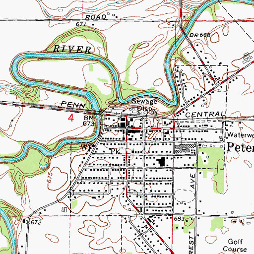 Topographic Map of Petersburg, MI