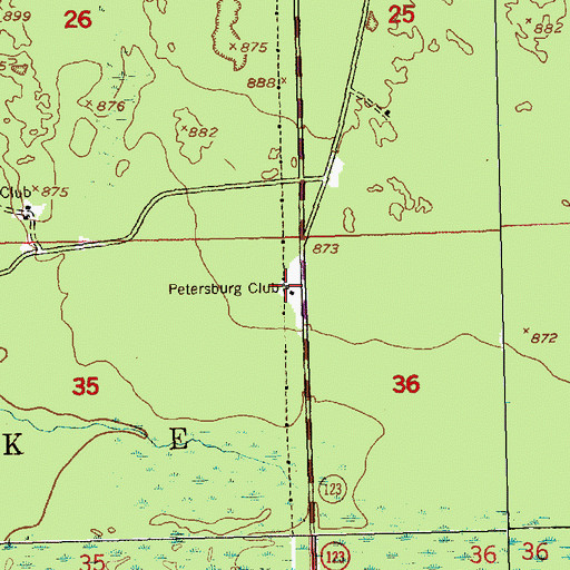Topographic Map of Petersburg Club, MI