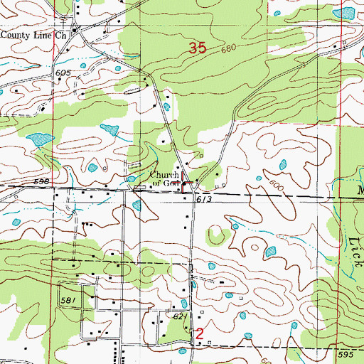 Topographic Map of Church of God, AR