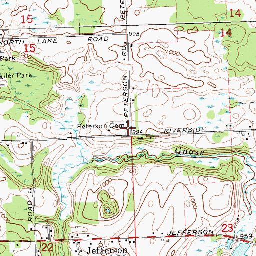 Topographic Map of Peterson Cemetery, MI