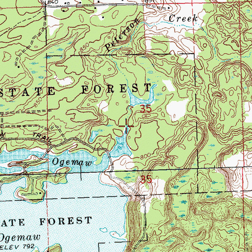 Topographic Map of Peterson Creek, MI