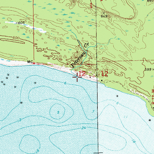 Topographic Map of Peterson Creek, MI