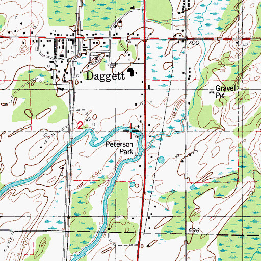Topographic Map of Peterson Park, MI
