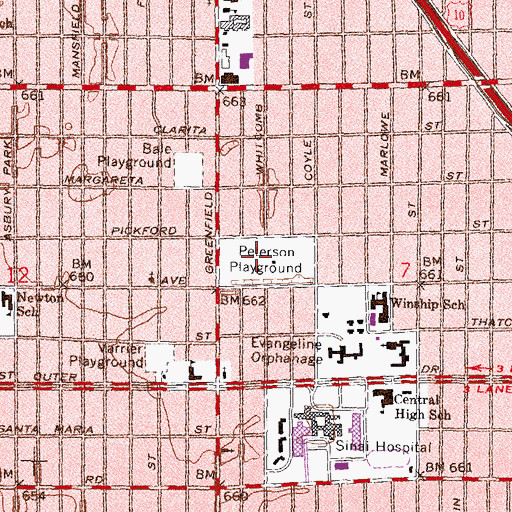 Topographic Map of Peterson Playground, MI