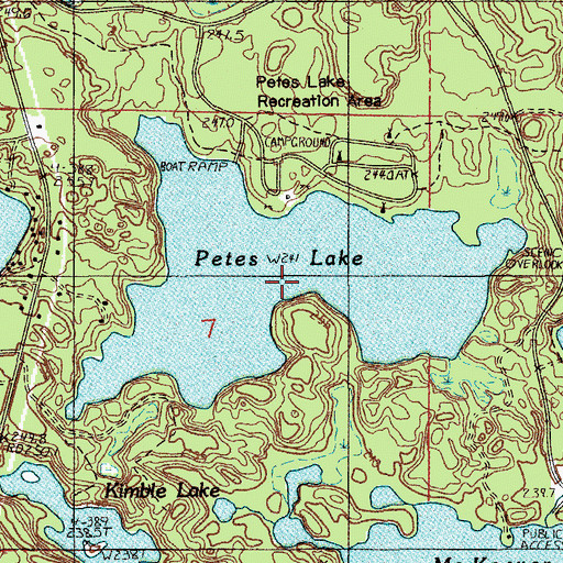 Topographic Map of Petes Lake, MI