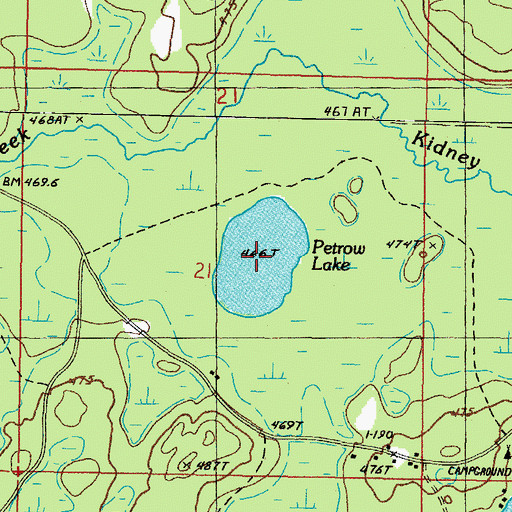 Topographic Map of Petrow Lake, MI