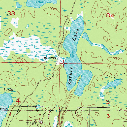 Topographic Map of Petticoat Creek, MI