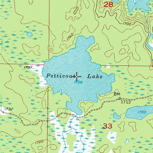 Topographic Map of Petticoat Lake, MI
