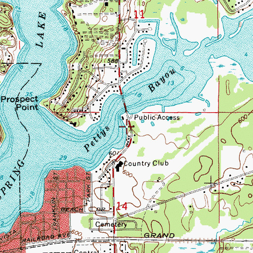 Topographic Map of Pettys Bayou, MI