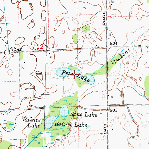 Topographic Map of Petz Lake, MI