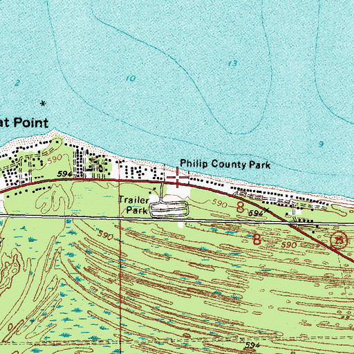 Topographic Map of Philp Park, MI