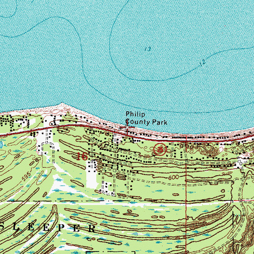 Topographic Map of Phillip County Park, MI