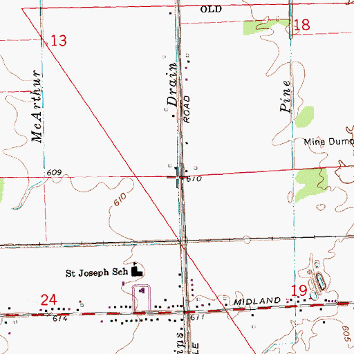 Topographic Map of Phillips Drain, MI