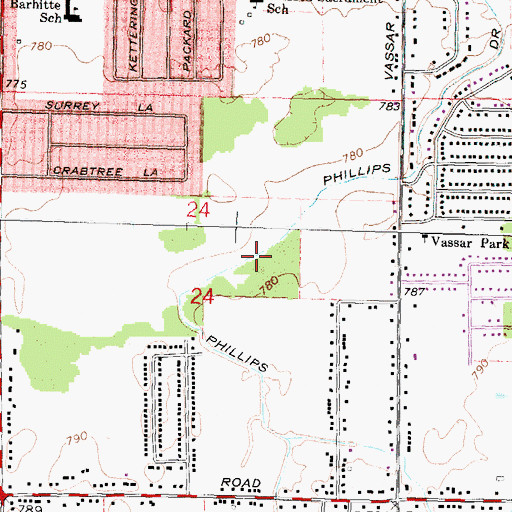 Topographic Map of Phillips Drain, MI