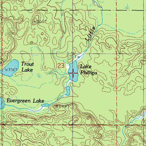 Topographic Map of Lake Phillips, MI