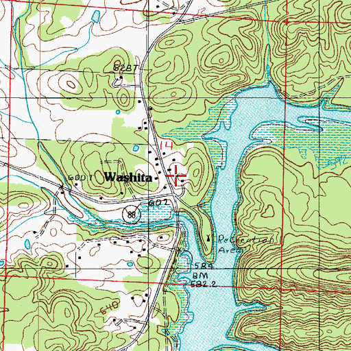 Topographic Map of East Washita Cemetery, AR